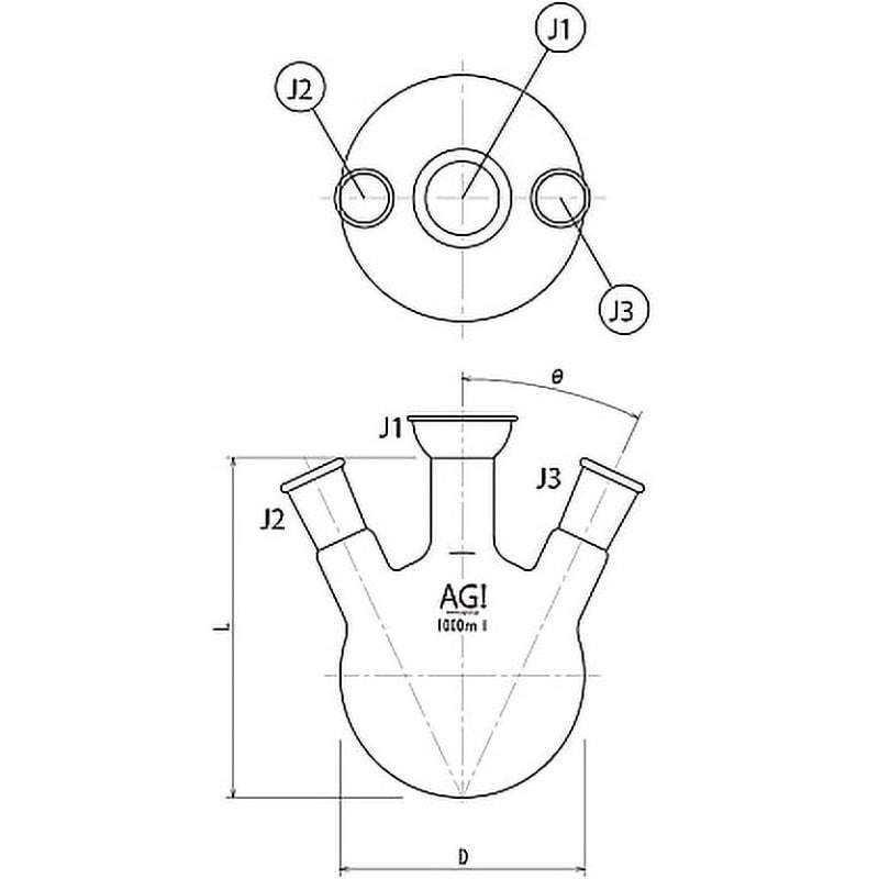 三ツ口蒸留フラスコ 5000mL 3190-5シリーズ