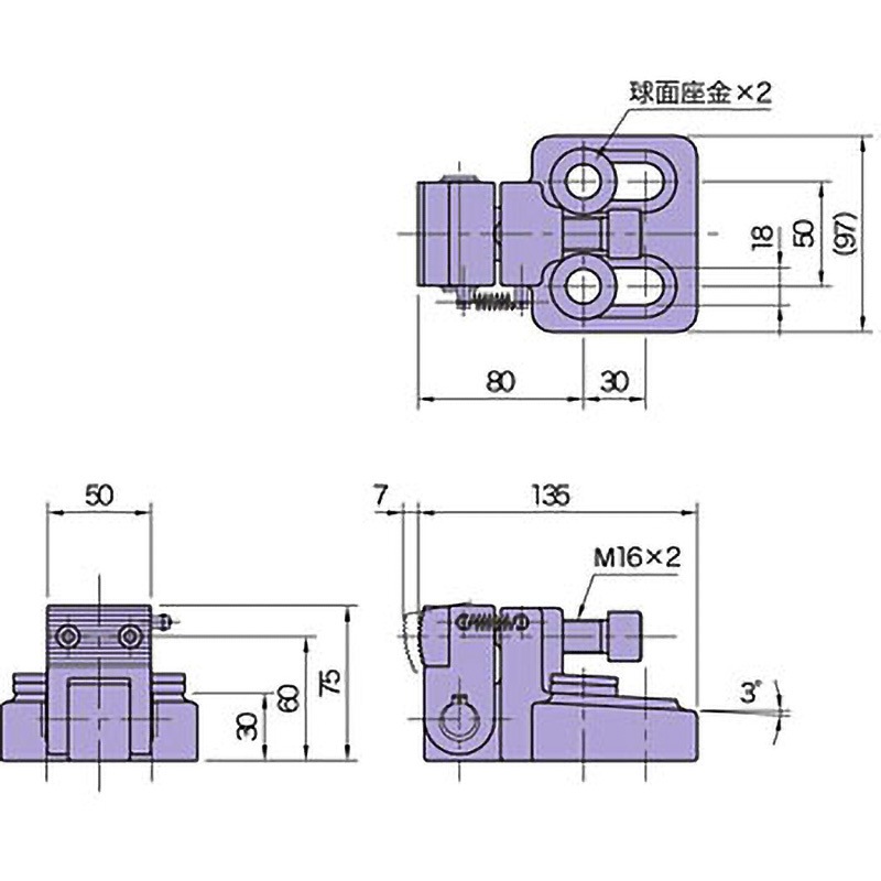 BJ100-16060 BJ100(M16) サイドクランプ 1個 イマオコーポレーション 【通販モノタロウ】