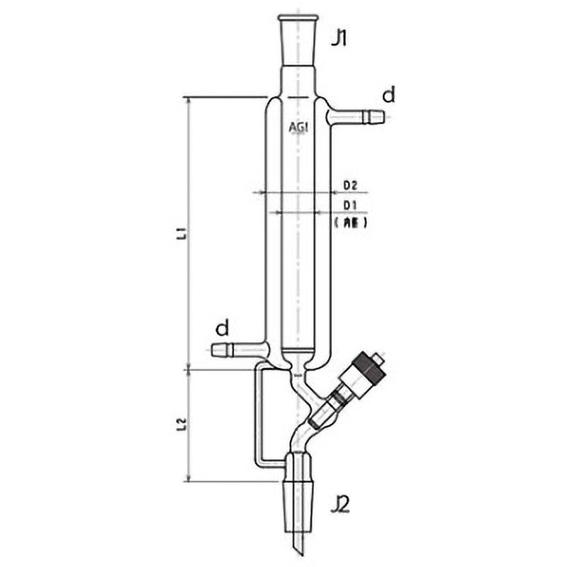 3846-10/300V-3L 高真空グリースレスバルブ付二重管式クロマトカラム 上下部ジョイント・フィルター付 3846シリーズ 1個 旭製作所 【通販モノタロウ】