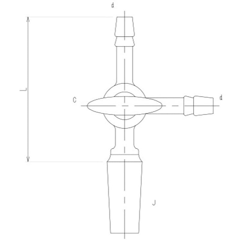 2450-1L 摺付三方コックⅠ型 オス ガラスコック 2450シリーズ 1個 旭製作所 【通販モノタロウ】