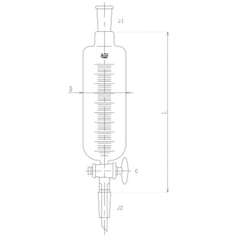 3600-1000-4L 分留受器 ガラスコック 3600シリーズ 旭製作所 容量1000mL