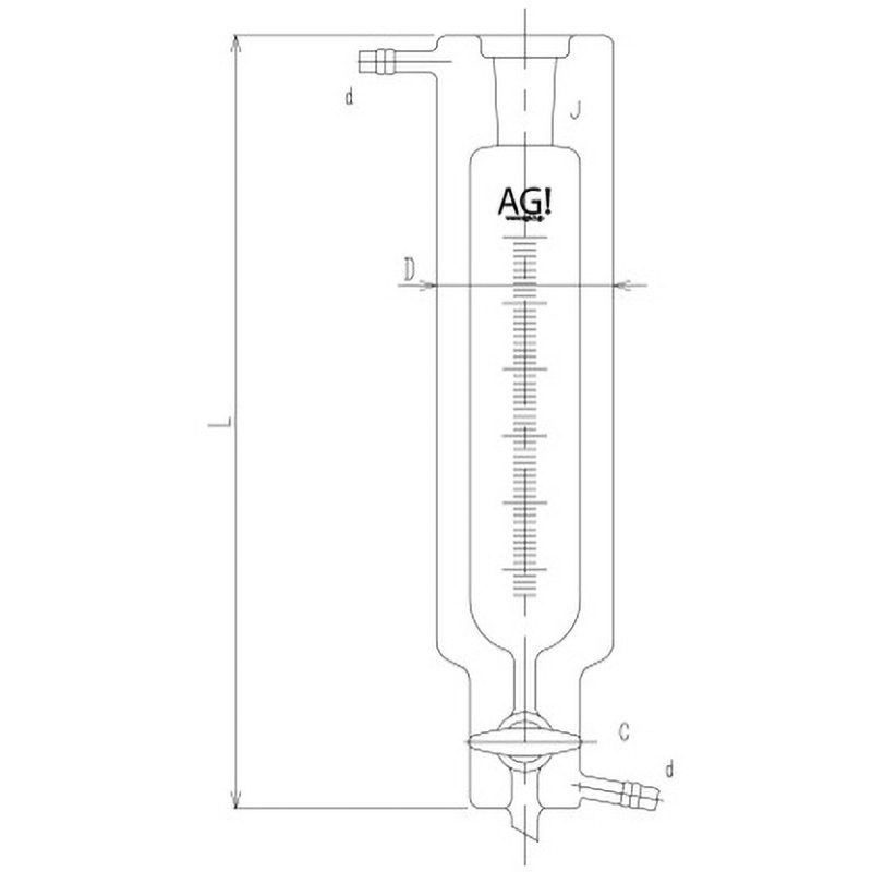 3616-100-3L フルジャケット付分留受器 ガラスコック 3616シリーズ 旭製作所 容量100mL