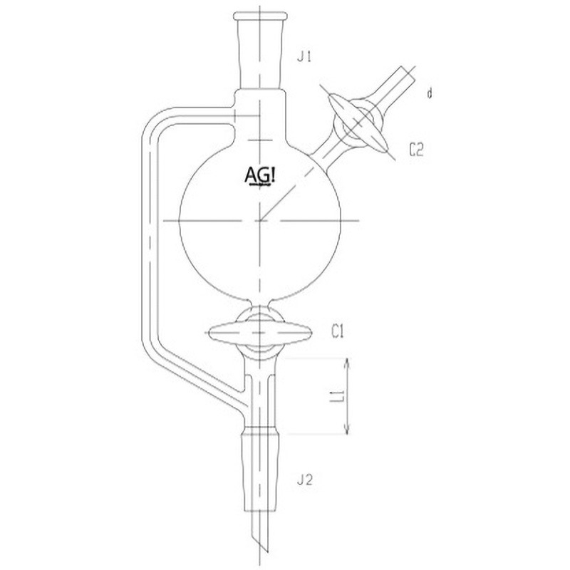 3686-100-3L4L 溶媒受器 ガラスコック 3686シリーズ 旭製作所 容量100mL