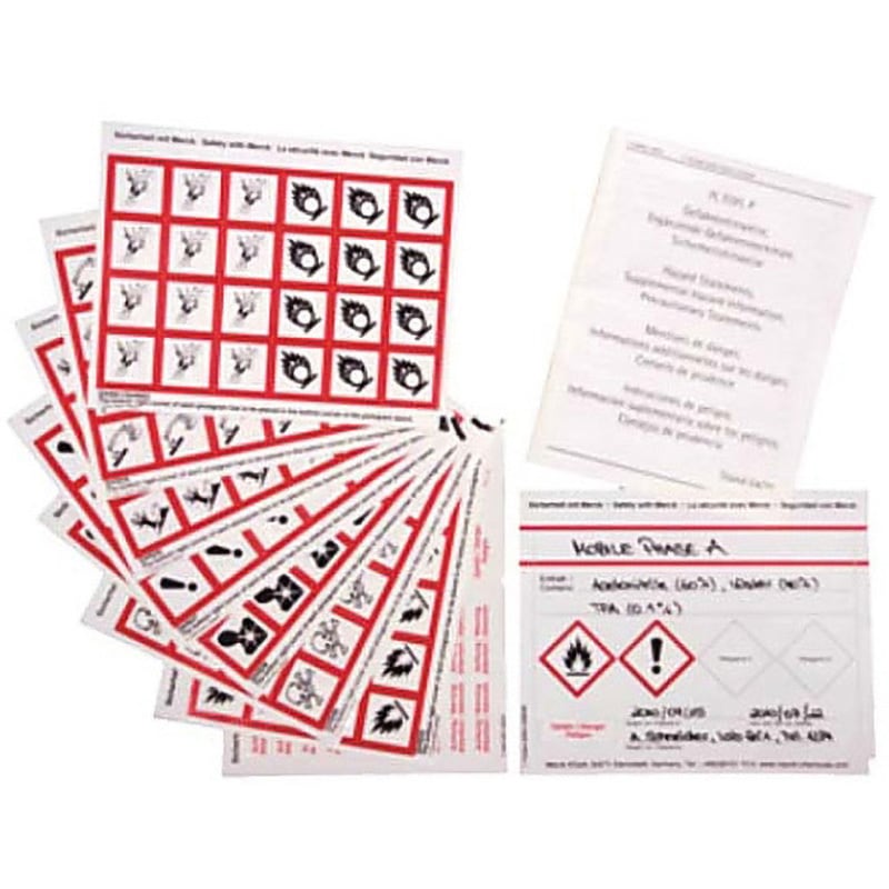1.00801.0001 粘着ラベルセット acc. GHS ブランクラベル20枚80×110 mm、ハザードピクトグラム168枚、シグナルワード40枚、添付文書H- および P-文言付き 100801 1ST 1個 Merck(メルクミリポア) 【通販モノタロウ】