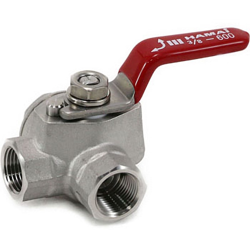 RSS-14 ステンレス三方ボールバルブ ハマイ ねじ込み形 材質(ボール)SUS316 呼び径(B)3/8スタンダードボア  RSS-14