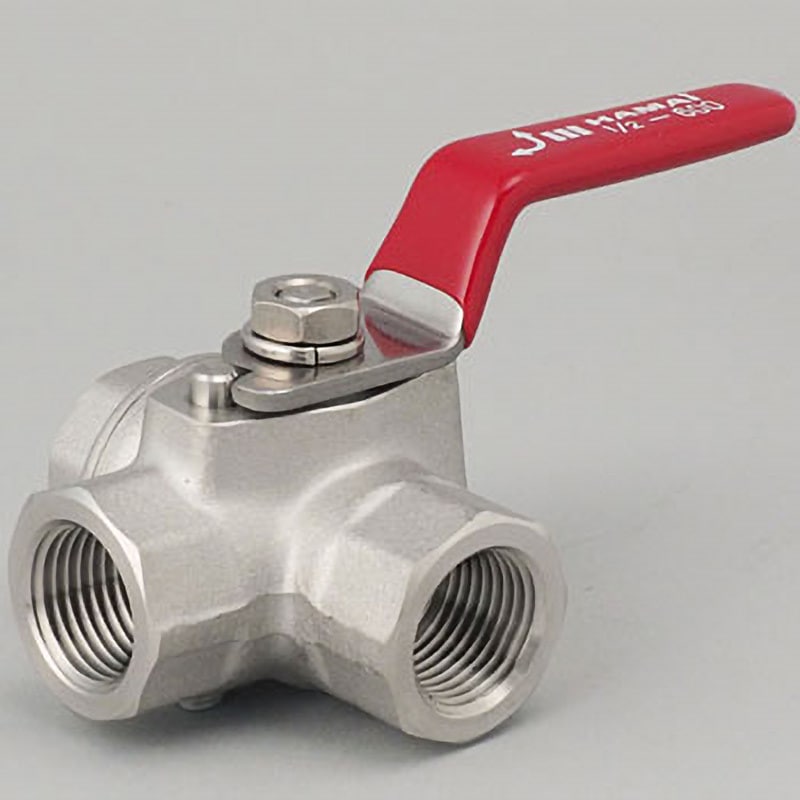 RSS-14 ステンレス三方ボールバルブ ハマイ ねじ込み形 材質(ボール)SUS316 呼び径(B)1/2スタンダードボア  RSS-14バルブ