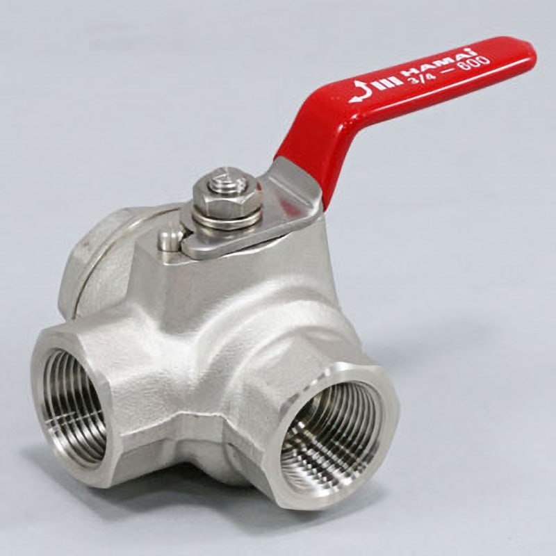 RSS-14 ステンレス三方ボールバルブ ハマイ ねじ込み形 材質(ボール)SUS316 呼び径(B)3/4スタンダードボア  RSS-14