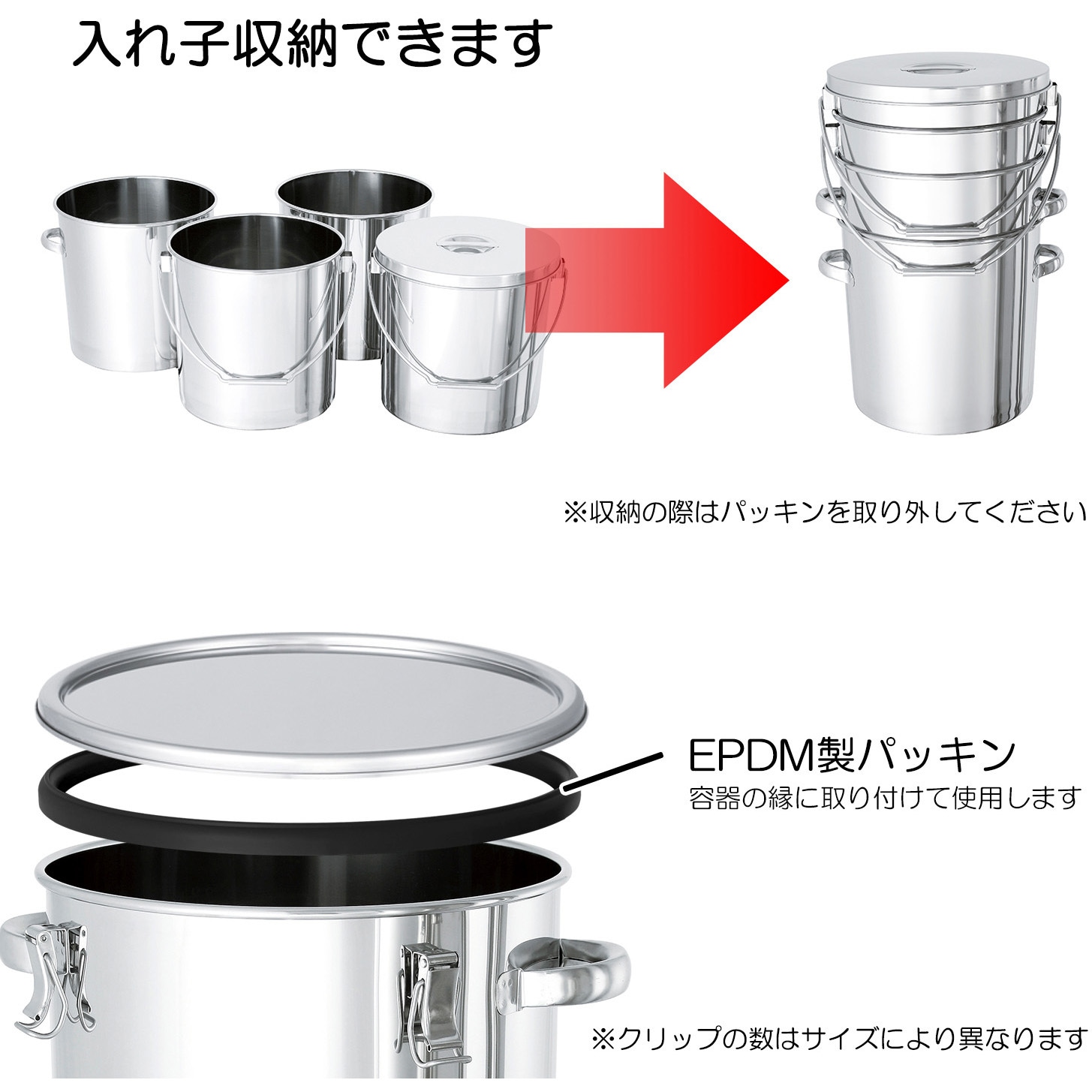 セールファッション 日東 ステンレスタンク片テーパー型クリップ式密閉