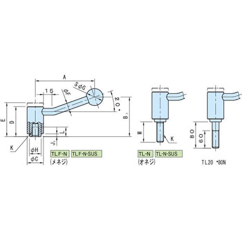 TL16×30N-SUS TL-N テンションレバー(オネジ) 1個 イマオ