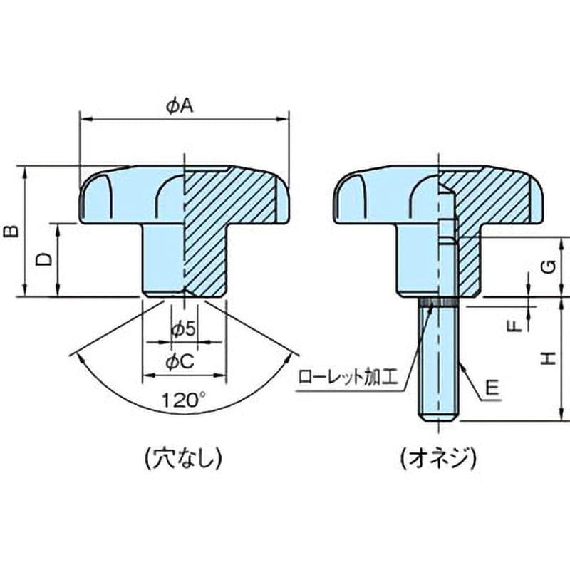 HK63×50-SUS HK-SUS ハンドノブ(SUS製) 1個 イマオコーポレーション