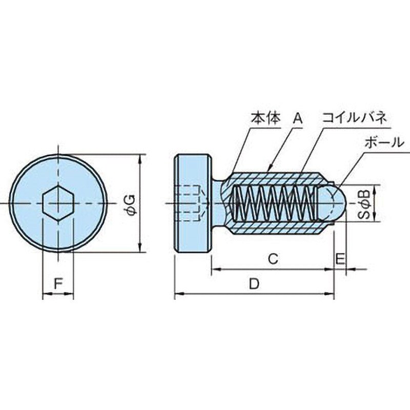 ボールプランジャ（六角穴付・標準【100個】ボールプランジャ(6アナ