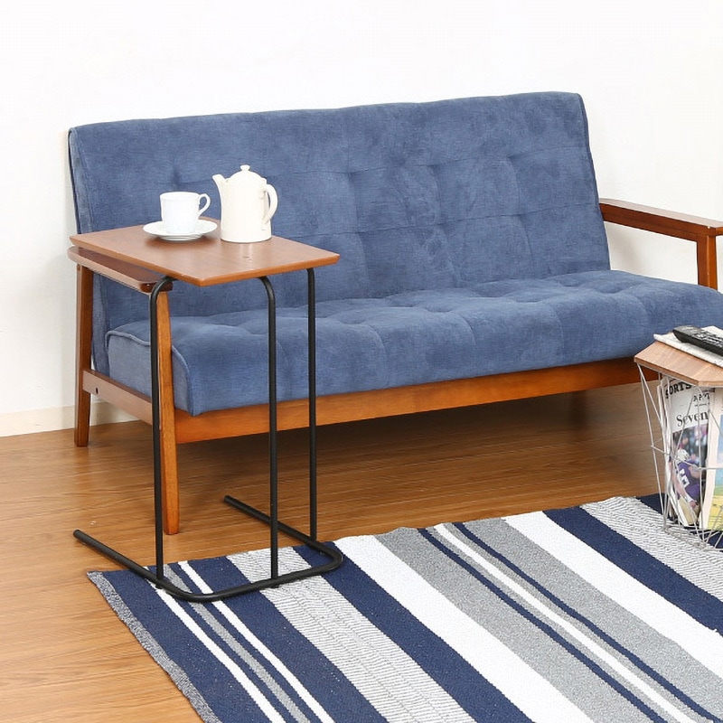 12519 突板サイドテーブル 不二貿易 ブラウン/ブラック色 高さ600mm幅