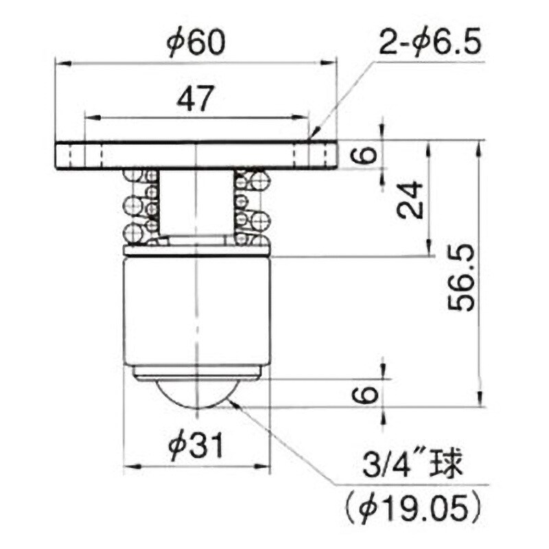 C-6DZ フリーベア切削加工品(下向用) スプリング内蔵タイプ 1個