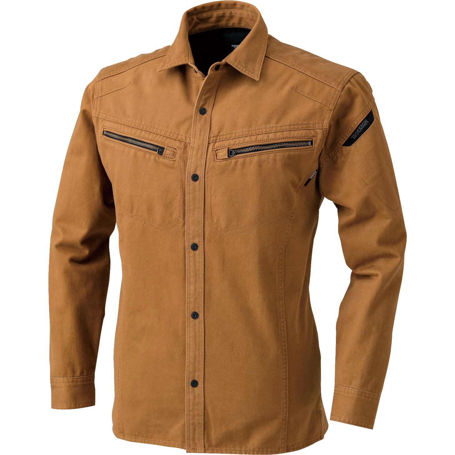 5115 5115 長袖シャツ(年間) TS DESIGN/Top Shaleton Sports(藤和) キャメル色 綿100% ソフトチノクロス SS着丈67cm