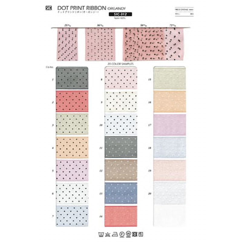 SIC-312-25-18 ドットプリントリボン(オーガンジー)/25ミリ S.I.C.(SHINDO) ナイロン100% 長さ30m  SIC-312-25-18