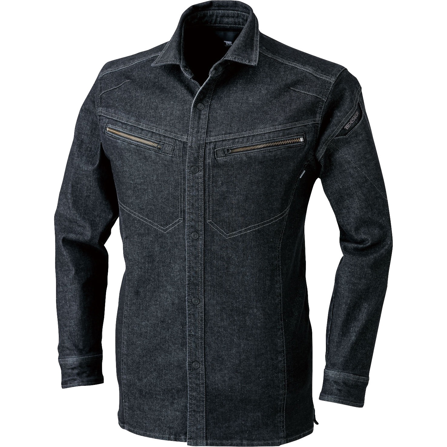 5115 5115 長袖シャツ(年間) TS DESIGN/Top Shaleton Sports(藤和) ブラック色 混率(%):綿98・ポリウレタン2 ストレッチデニム SS着丈67cm