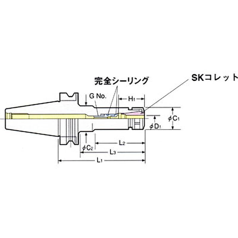 BT40-SK10C-90 高圧センタスルー型スリムチャック 1個 日研工作所