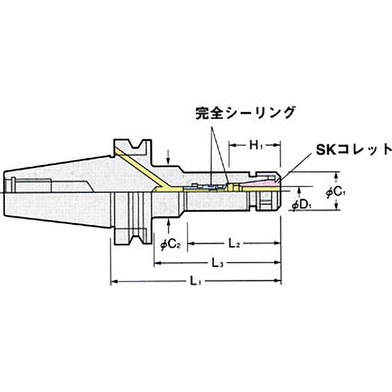 BT40-SK10F-90 フランジスルー型スリムチャック 1個 日研工作所 【通販