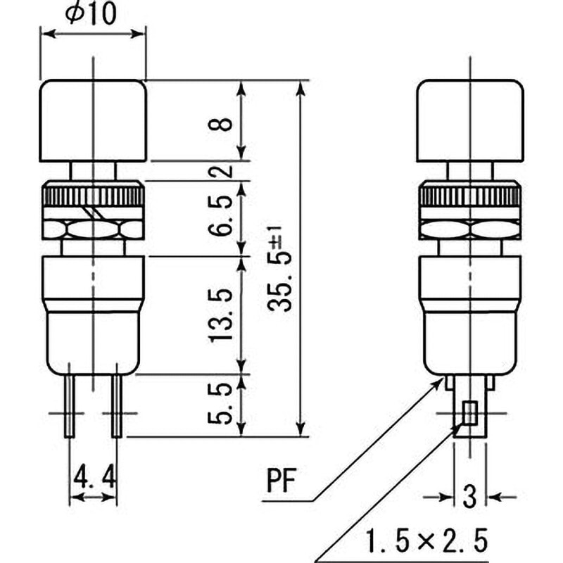 DS-193-R 押ボタンスイッチ DS-193/DS-194 ミヤマ電器 非照光式 Φ7