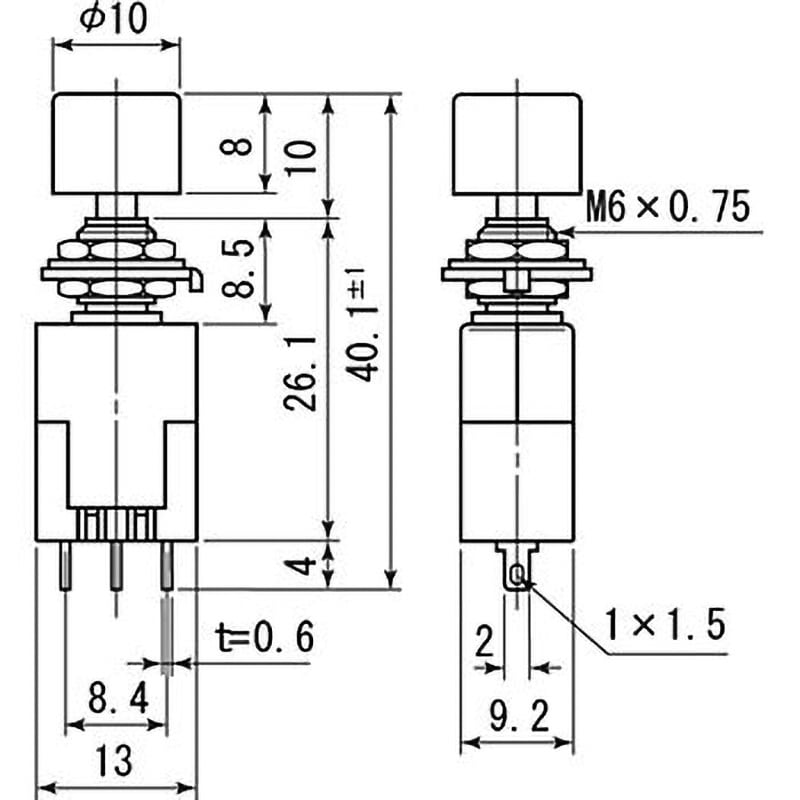 DS-299-K 押ボタンスイッチ DS-299/MS-300 ミヤマ電器 非照光式