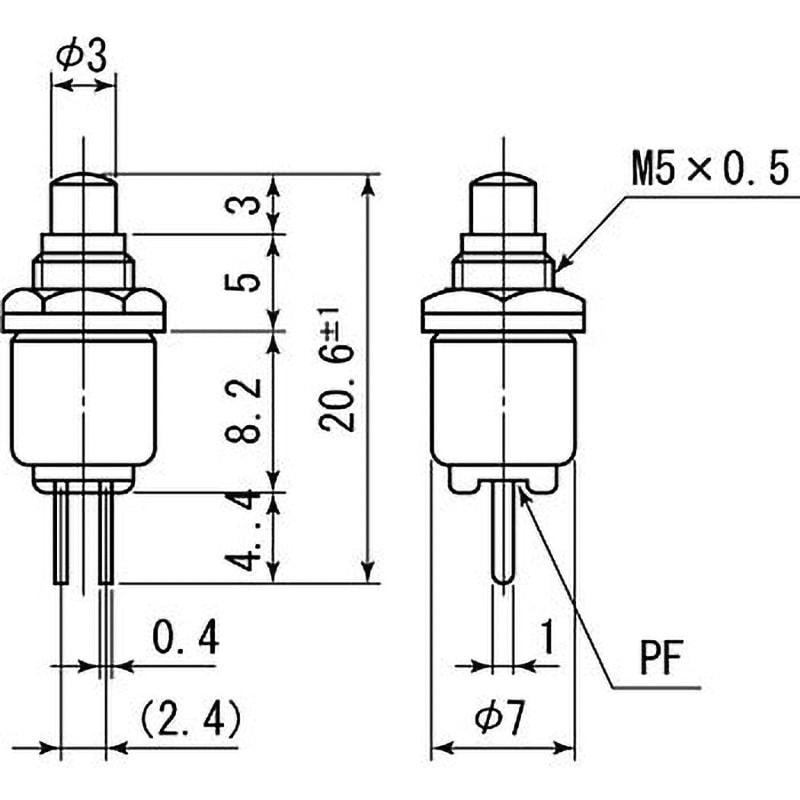 MS-402-R 押ボタンスイッチ MS-402 ミヤマ電器 非照光式 Φ5.2