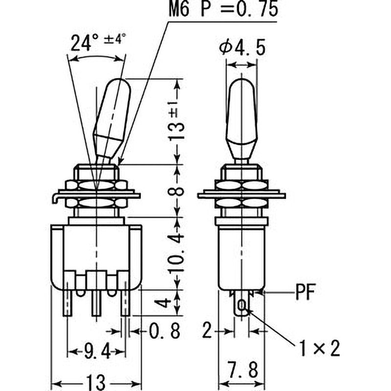 MS-167-K トグルスイッチ MS-165～169シリーズ 1個 ミヤマ電器