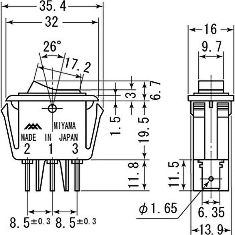 DS-322A 波動スイッチ(照光) スナップインタイプ 1個 ミヤマ電器 DS-322A 波動スイッチ(照光) スナップインタイプ 1個 ミヤマ電器