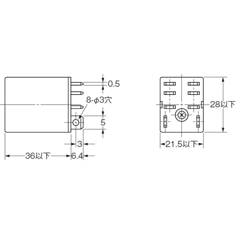 バイパワーリレー LY2 DC24V 接点最大許容電流10A 2c 制御盤用リレー 1個