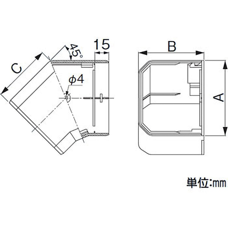 MKF-75-W MD平面コーナー45°(室内用) 1本 因幡電工 【通販モノタロウ】