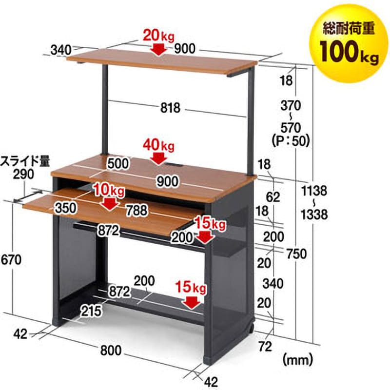100-DESK065 パソコンデスク サンワダイレクト キャスターあり 100-DESK065 パソコンデスク サンワダイレクト キャスターあり