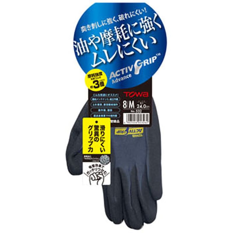 532-M ニトリル背抜き手袋 ActivGrip advance(アクティブグリップ
