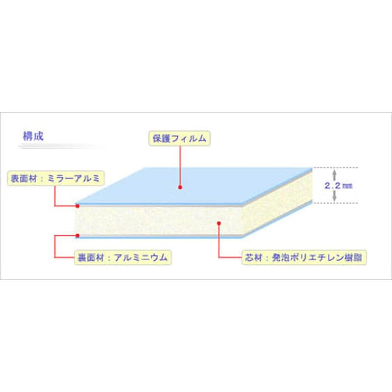 カラーエース(装飾) クリアミラー/ケシホワイト色 厚さ2.2mm幅910mm長さ1820mm 1箱(3枚)