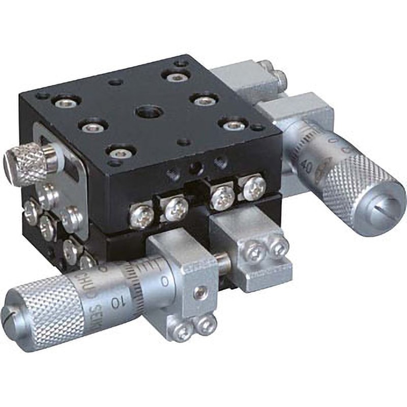 LD-3047-SR1 ハイグレードアルミXYステージ 30×30(対称型) 中央精機 送り方式CMH-6.5RA(標準マイクロメータ) サイド   LD-3047-SR1