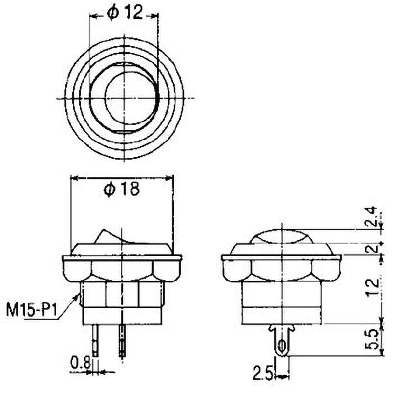 電磁波本舗　ホームスマーター　未使用新品 超小型ロッカースイッチ (横向き/ON-ONタイプ): 制御部品・駆動