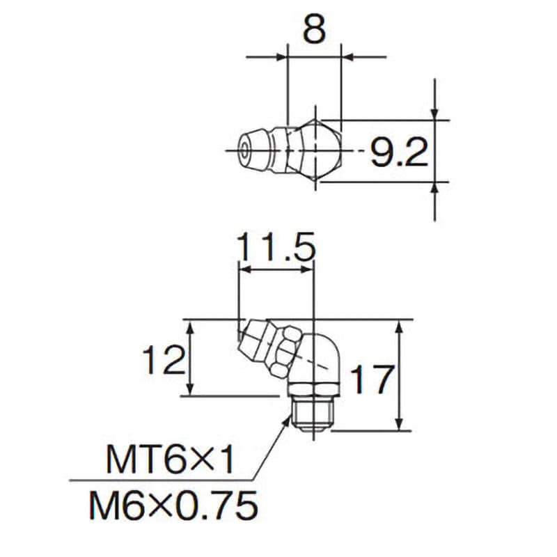 C-MT6×1形 グリースニップルC型 THK ねじ径MT6×1.0 1個 - 【通販 C-MT6×1形 グリースニップルC型 THK ねじ径MT6×1.0 1個 - 【通販