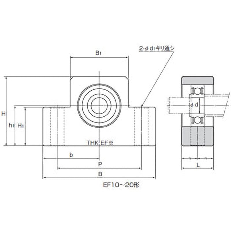 EF 15 ボールねじ用サポートユニット支持側角形(Φ6～Φ20) 1個