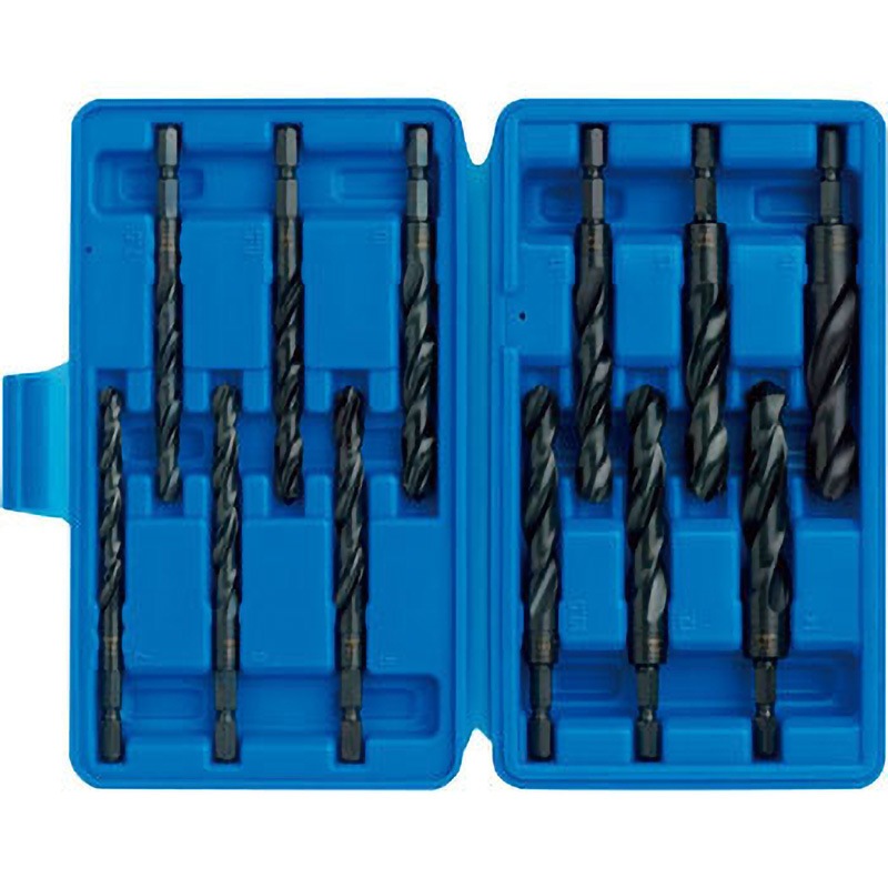 ETD-715S 六角シャンク鉄工ドリル10本ロング・12本標準・12本セット品 トップ工業 ハイス製 シャンク径6.35mm  ETD-715S