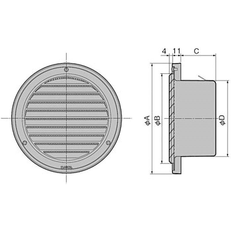 KS-8910S-#16 丸型ガラリ NASTA(ナスタ) 薄型グリルタイプ - 【通販