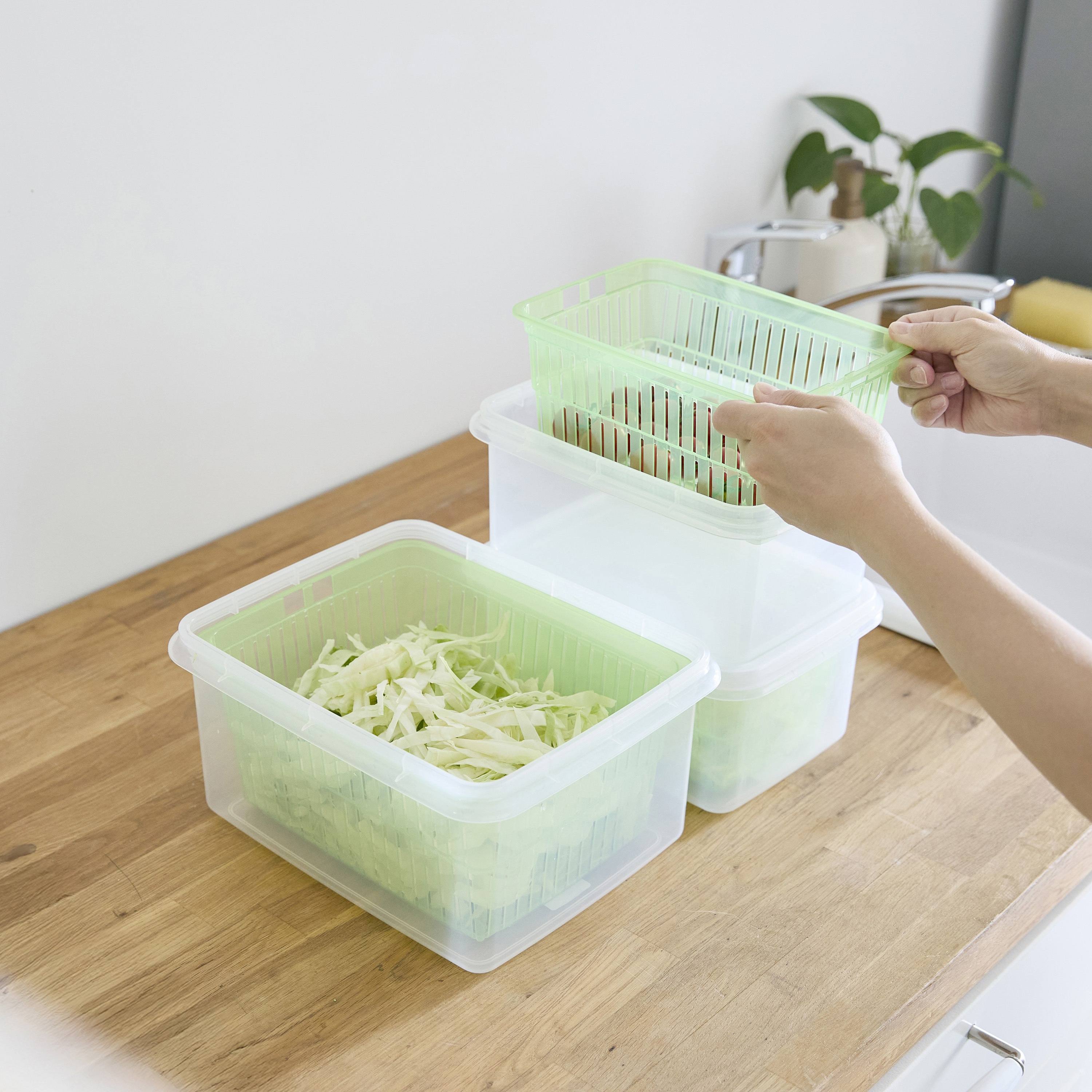 59123 ザル付きD-PACK サンコープラスチック 角形 容量1.38L 1個