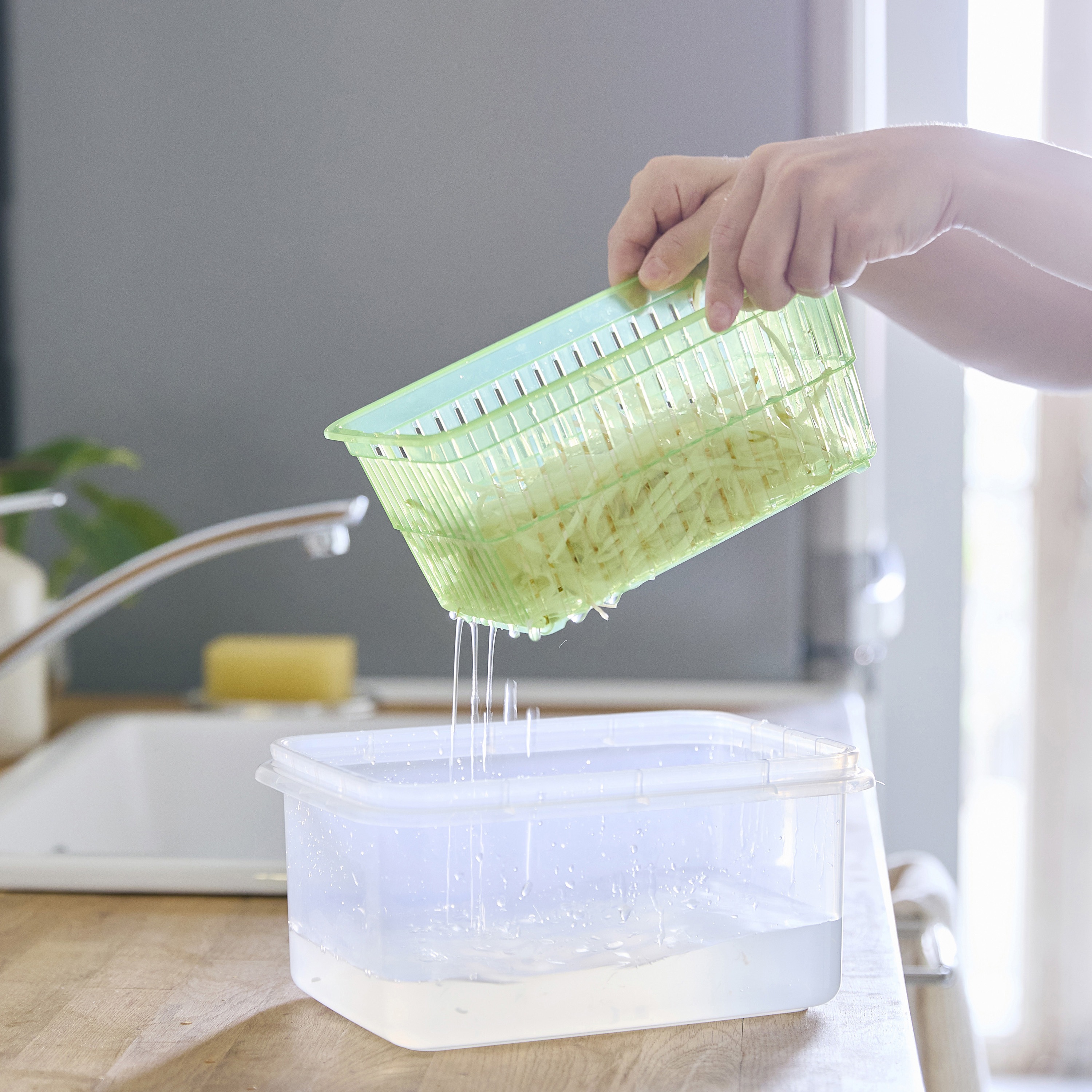 59222 ザル付きD-PACK サンコープラスチック 角形 容量1.65L 1個