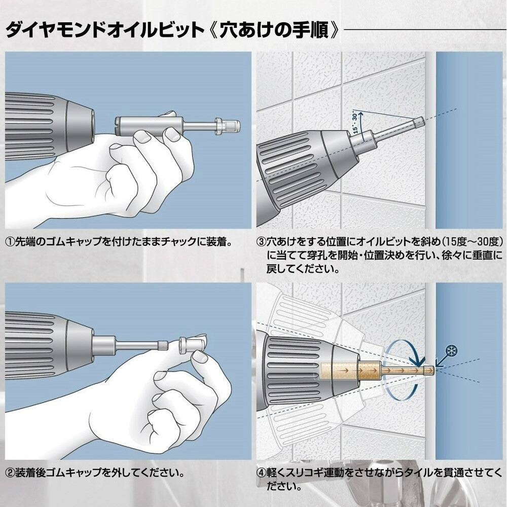 DOB100080 磁器タイル用ダイヤモンドオイルビット BOSCH(ボッシュ) 刃径10mm全長80mm DOB100080 - 【通販モノタロウ】