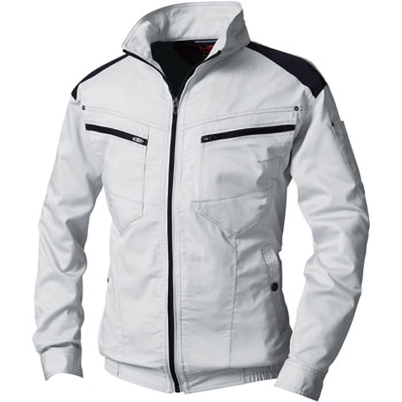 V9502 HOOH ソフトストレッチ 長袖ブルゾン (服のみ) 村上被服 シルバーグレー色 サイズM  V9502