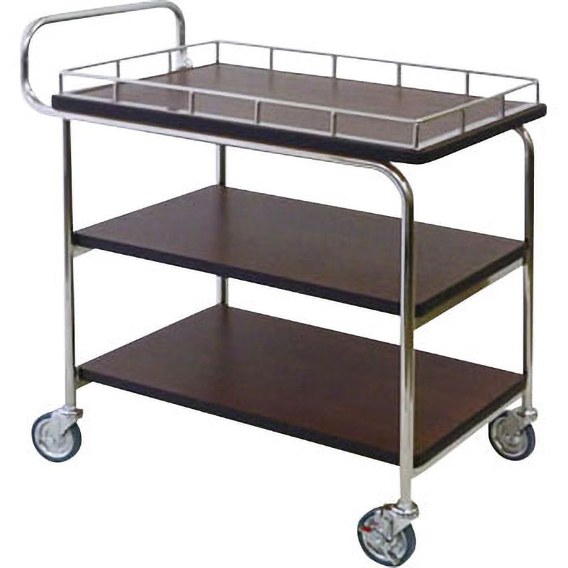 SW-13-C 木目調サービスワゴン 3段 柵付 1台 スギモト産業 【通販モノタロウ】