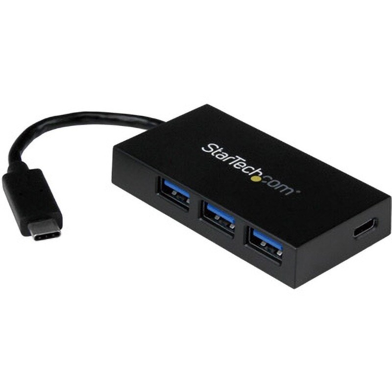 HB30C3A1CFB USB-C接続4ポートUSB 3.0ハブ USB-C - 1x USB-C/ 3x USB-A USB 3.1 Gen 1対応 Type-Cコネクタ使用 StarTech.com バスパワー ブラック色 ケーブル長0.114m