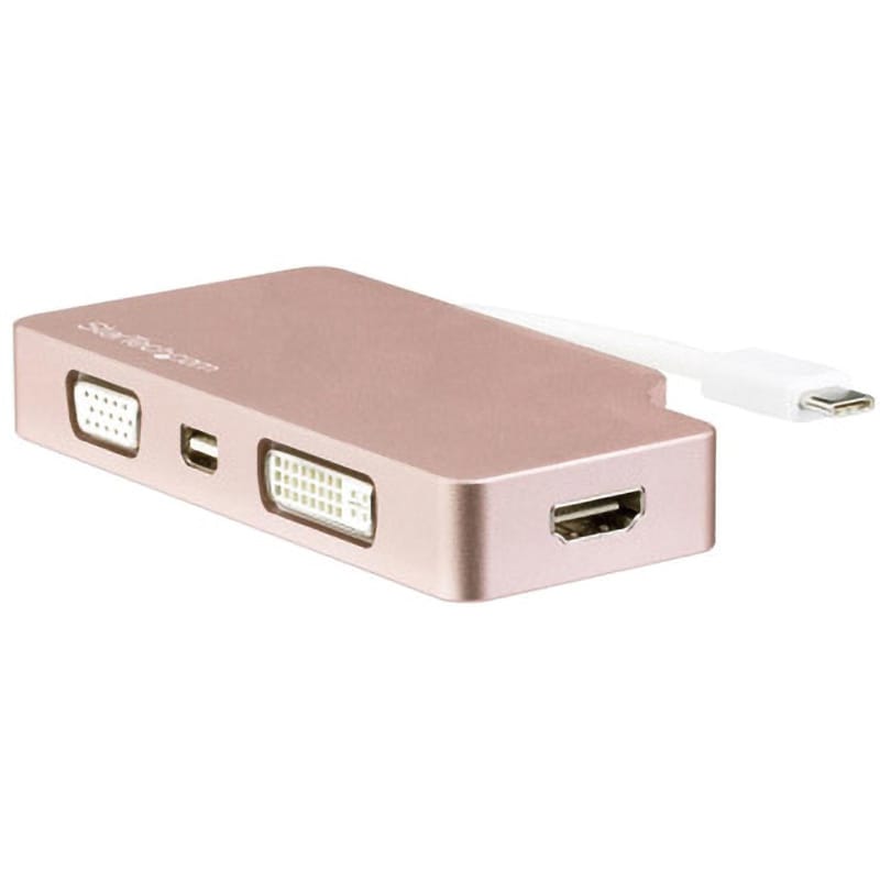 CDPVDHDMDPRG USB Type-Cマルチポート変換アダプタ ローズゴールド 4イン1 USB-C - VGA/ DVI/ HDMI/ mDP 4K対応 StarTech.com ケーブル長11.5cm高さ15mm  CDPVDHDMDPRG
