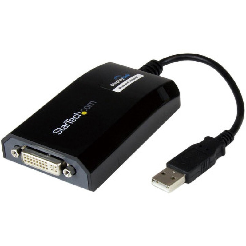 USB2DVIPRO2 USB 2.0 - DVIディスプレイ変換アダプタ MAC対応 USB 2.0 A(オス) - DVI-I(メス) 1920x1200 StarTech.com 0.27m ブラック色 ケーブル長16.5cm  USB2DVIPRO2