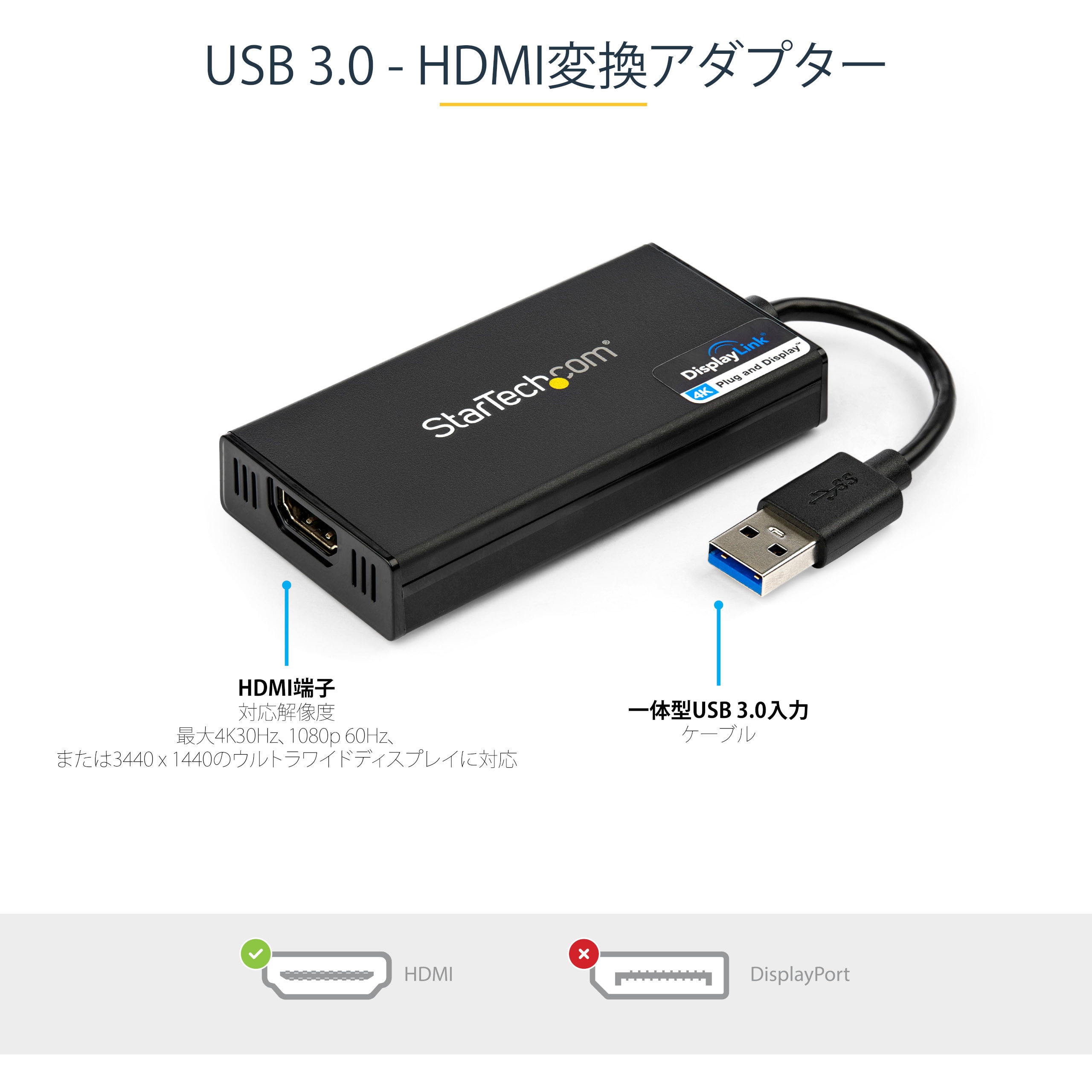 USB32HD4K USB 3.0対応HDMIディスプレイアダプタ/4K30Hz対応/USB Type