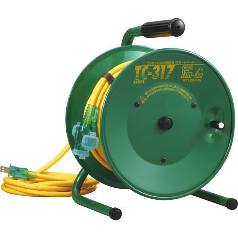 TC-317 コードリール シンディテモートリール ハタヤリミテッド 3口 電線長さ17+3m