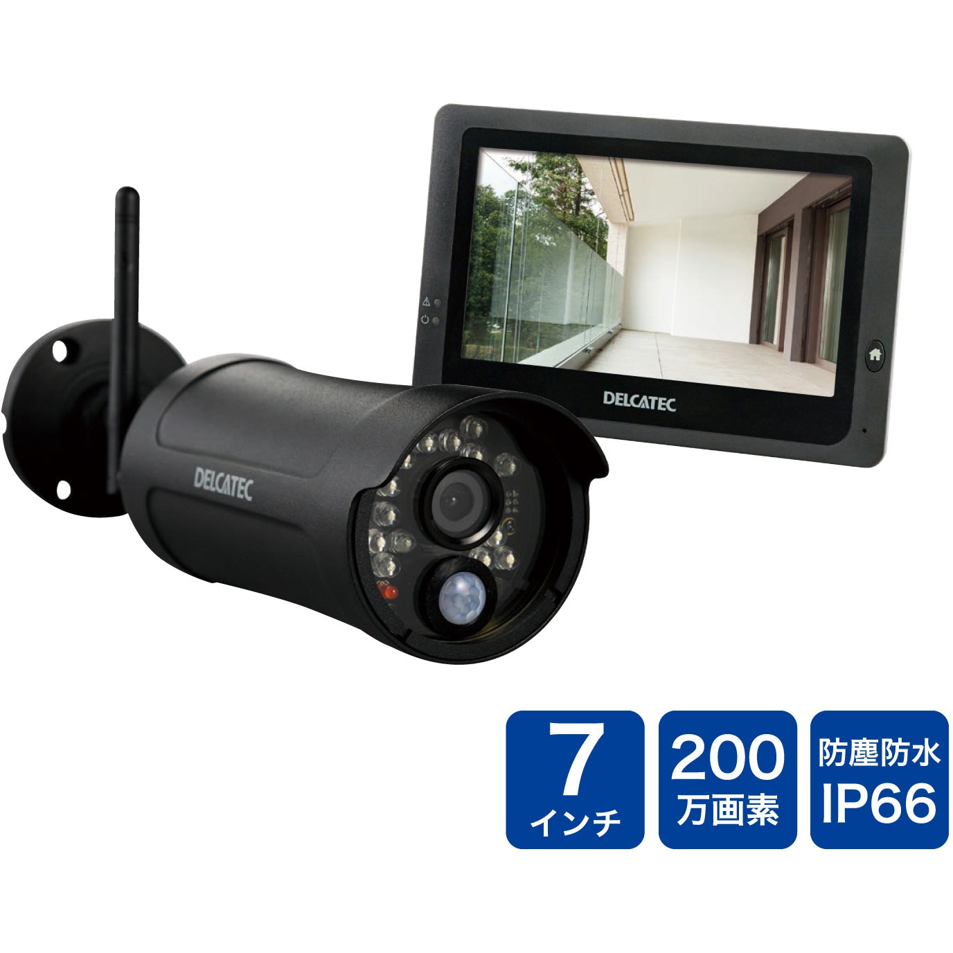 WSS7M2CL 防犯カメラ 監視カメラ ワイヤレス フルHDカメラ 7インチ