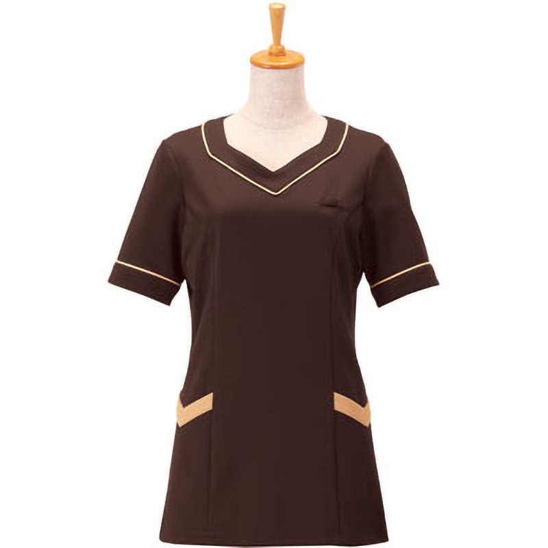 00105-79 レディースニットワッフルシャツ 00105 ボストン商会 茶色 サイズ11